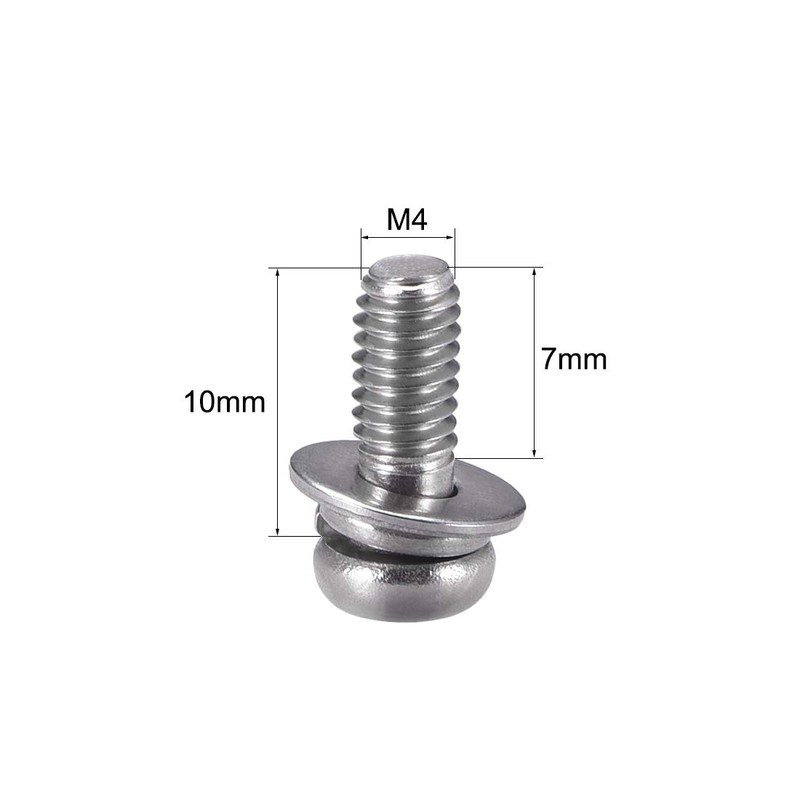 sourcing map M4 x 10mm Stainless Steel Phillips Pan Head