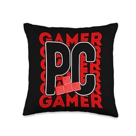 PC Gamer Gaming Mouse Design Ideas & Gifts Gamer Computer Gaming with Mouse Videogames PC Throw Pillow, 16x16, Multicolor