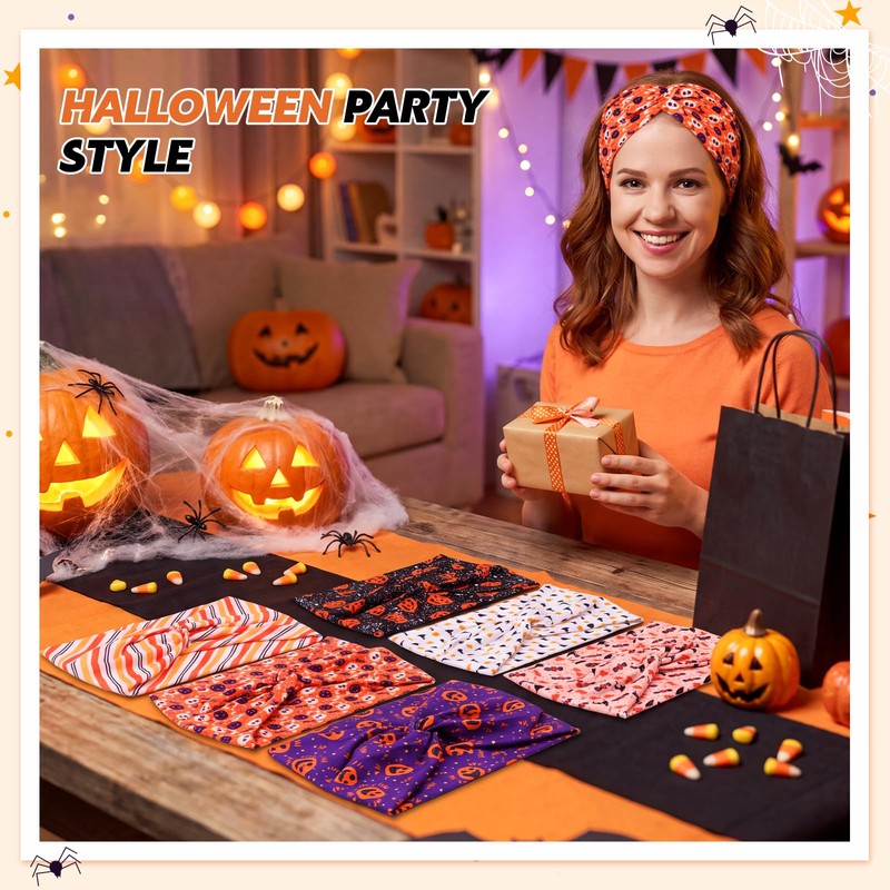 6 Pack Halloween Headbands for Celebration Party, Wide Holiday Hair
