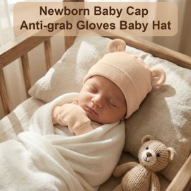 MNYXIS 2 Sets Newborn Baby Hat and Gloves Set Beanie Clothing Unisex Infant Hat Nursery Hat Baby Boys Girls 0-6 Months Baby First Equipment Newborn Baby Accessories
