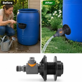 Rain Barrel Spigot Connector Kit for Water Storage – 2PCS Plastic DN15 Thread Adapter for Irrigation & Garden Hoses