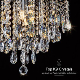 NSRCE 4-Light Crystal Chandeliers Flush Mount, 14 Inches Bedroom Close to Ceiling Lamp, Modern G9 Base Ceiling Light Fixture for Dining Room, Bedroom, Bathroom, Living Room, Closet (Chrome)