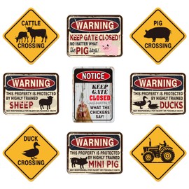 WERNNSAI Farm Signs - 9 PCS Funny Farm Decoration Warning Signs Vintage Art Plaques for Barn Farm Gate Wall Decorations Home Farmhouse Kitchen Yard Pig Pen Duck Chicken Coop Accessories