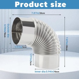 2 Pack 90 Degree Dryer Vent Elbow 4 Inch, Flexible Dryer Duct Connector Fit 4" HVAC Duct Ducting Pipe Hose Ductwork, Dryer Vent 90 Degree Elbow Tight Space Dryer Elbow