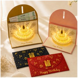 Nanakoji 3D Stereoscopic Recording & Melody Pop-Up Card, Gold (MELODY), 1 Piece