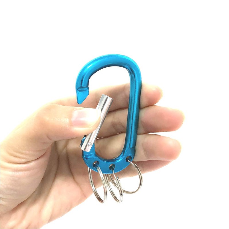 Mallofusa Aluminum O/D-Shaped Carabiner Buckle Clip W/ 3-Keychian, Keychain Clip,
