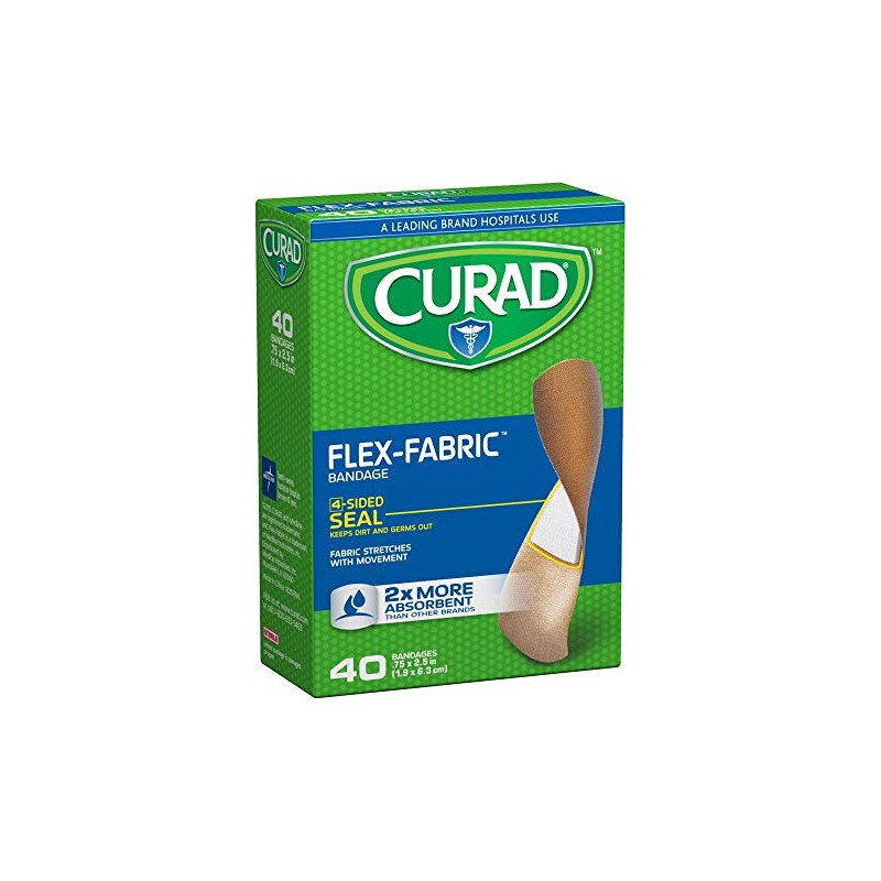 CURAD Flex-Fabric Adhesive Bandages, 3/4" x 2-1/2", Superior Wound Care,
