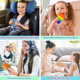 Chennyfun Rainbow Unicorn Fidget Toys Pack, Stress Reliever Fidget Toys Set for Kids and Adults, Party Favors, Treasure Chest Goodie Bag Rewards for Autistic ADHD - Autism Bulk Fidgets Box Gifts