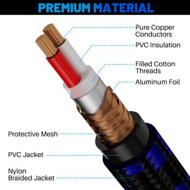 XLR Microphone Cable 6 Feet (2 Pack, Multi Colored), 3 Pin Shielded Balanced Male to Female Mic Patch Cord, Nylon Braided, Zinc Alloy Shells, OFC, for Amplifier, Speaker, Mixer with 5 Cable Ties