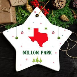 Willow Park TX Ornament for Christmas Tree Decorations City Travel Souvenir Gifts for Family and Friend - Housewarming Gift Willow Park Texas Ornament Star 3.25"