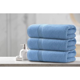 ARC HOME, 100% Cotton Bath Towels, Soft Absorbent Lightweight Cotton Terry Towels for Bathroom, 24x48 Inch Pack of 6 Luxury Cotton Towels, Aqua Blue Towels