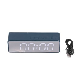 EG-010 Bluetooth Clock Speaker with LED Mirror Portable Drop Proof Bluetooth Speaker for Bedroom and Office Bleu