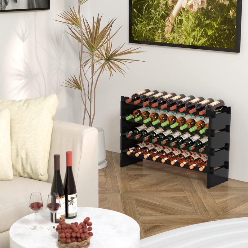 Domax Wine Rack Freestanding Floor - 36 Bottle Wooden Stackable
