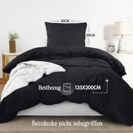 Utopia Bedding Bed Linen 135 x 200 cm Set - Microfibre Duvet Cover 135 x 200 cm + 1 Pillowcase 80 x 80 cm - Black