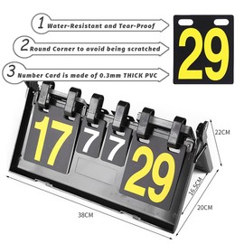 Honicemar Waterproof Folding Sports Scoreboard Portable Flip Scoreboard for Score Counters Sports Competitions Football Basketball Tennis Rugby Table Tennis Badminton and More Black