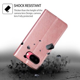 FORZAMOR for Google Pixe 9a 5G (6.3 Inch) Case Wallet Cover PU Leather Pockets Shockproof Magnetic Flip Card Holder(Pixel 9a,Rose Gold)
