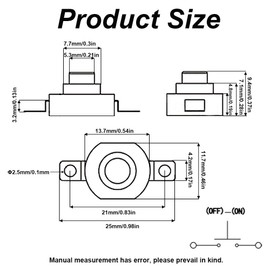 DC 30 V 0.5 A Mini Switch Push Button, Tactile Button Switch, Self-Lock Push Button Switch, 12 x 14 mm Replacement Parts for Electronic DIY Projects, Lamp, Torch (Pack of 10)