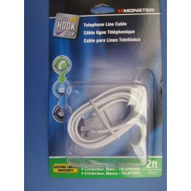 Monster Telephone Line Cable White 2 foot  # 140097-00   NEW