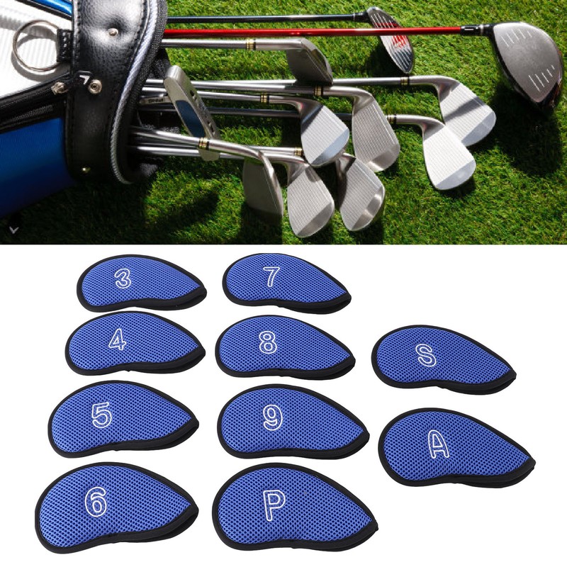 10pcs Golf Club Head Cover Breathable Nylon Mesh Soft Lining