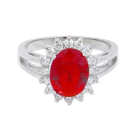 Lavencious Oval Round Ruby CZ Rings Wedding Party Statement Engagement Inspired Cocktails Gold Plated For Woman Size 5-10 (Red, 7)