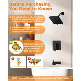Compatible with moen T2473epbl Matte Black Shower Trim Kit, Genta T2473bl Black Tub Trim Kit, Including shower Head, shower Handle and Tub Spout, Easy to Install (Valve Not Inclued)
