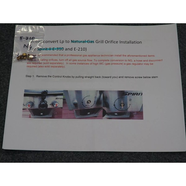 Unbranded LP to Natural Gas Orifice Conversion Kit Weber Spirit
