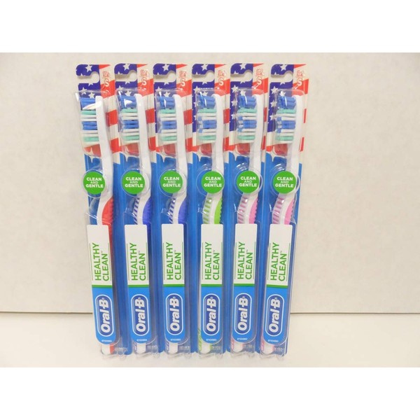 Oral-B Healthy Clean Toothbrush, Soft, Assorted Colors, Pack of 6