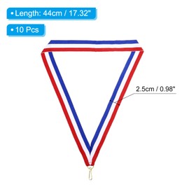 PATIKIL Award Neck Ribbons with Snap Clips, 10 Pcs Polyester Striped Medal Lanyards Ribbon for Competitions Sports Meetings Sports Party, Red White Blue