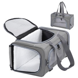 Petsfit Pet Carrier Airline/TSA Approved Small Dogs, Kitten, Carriers for Small Medium Cats Under 9lb, Collapsible Soft Sided Cat Travel Carrier-Grey,16.5" Lx8.6 Wx11 H