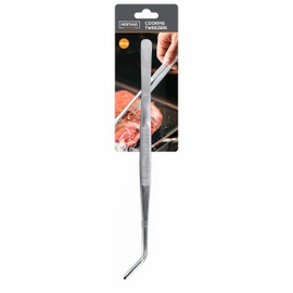 NERTHUS FIH 1474 Stainless Steel Curved Kitchen Tongs 30cm Precision Tool for Dressing, Grilling and Baking