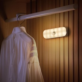 Under Cabinet Lights 2 Pack, LED Closet Lights, Stair Lights Motion Sensor Indoor, Rechargeable Battery Operated Stick-on Magnetic, Warm White 3000K 50LM Wireless Under Counter Lights for Kitchen