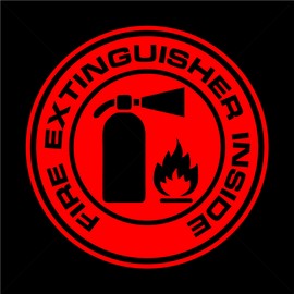 Fire Extinguisher Inside Decal Sticker Car, Truck, Window - Multiple Sizes and Colors - Die Cut No Background (5" Diameter)