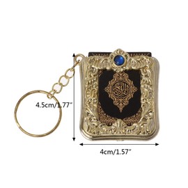 Tebatu Mini Ark Quran Book Keychain, Real Paper Can Read Arabic The Koran Key Ring Muslim Jewelry 4x4.5cm