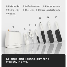 OOU Premium Chinese Knife Set, High-Carbon 1.4116 German Steel Cleavers with Ergonomic Handles for Meat, Bones & Vegetables, Razor Sharp Knife Set with Block for Chinese Cuisine