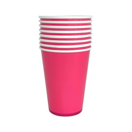 Bonjour Fete Hot Pink Premium Paper Party Cups, | Disposable Cups For Baby Shower, Princess Theme, Bridal Shower, Happy Birthday Decorations | Party Supplies Decorations, Pack Of 8, 12oz