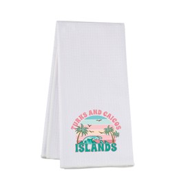 Turks and Caicos Kitchen Towel Tropical Trip Gift Beach Vacation Gift (Caicos Islands Towel CA)