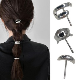 Ncozwo Metal Ponytail Buckle Claw Clips for Women High Ponytail Holding Hair Clips for Thick Thin Long Hair Metal Ponytail Hairpin Hair Accessories for Daily Party (3 Pcs), Silver