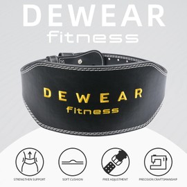 Genuine Leather Weight Lifting Belt, 4”& 6” Padded Lumbar Back Support, 10 Adjustable Holes, Gym Weight Belt Ideal for Deadlift, Powerlifting, Bodybuilding and Squat (6-Inch Black, L (33"-39"))