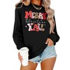 PICKID Christmas Sweatshirts for Women Funny Leopard Plaid Merry Christmas