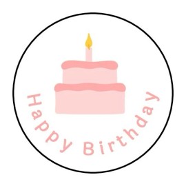 Unbranded 30 pink Happy Birthday stickers labels tags envelope seals 1.5" round
