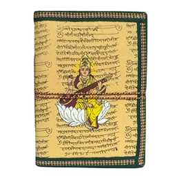 Purpledip Handmade Paper Journal Goddess Saraswati: Vintage Diary Notebook With Thread Closure (12083)