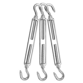 Jamiikury 3PCS M12 Hook & Hook Turnbuckle 304 Stainless Steel Turnbuckle Wire Rope Tension Heavy Duty Turnbuckles for Cable Railing Wire Rope Hardware Kit (M12, Hook & Hook)