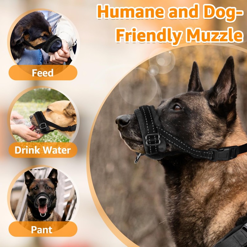 SlowTon Nylon Dog Muzzle, Adjustable Loop, Soft flannel Padding, Comfortable