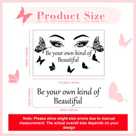 Inspirational Quotes Wall Decals Eye Eyelash Wall Decal Motivational Lettering Wall Stickers Positive Saying Wall Decor Stickers for Women Girls Home Bedroom Living Room Bathroom