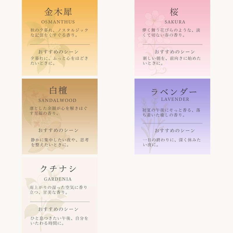 Wayu 6 Types of Scents such as Osmanthus 60 Scents,