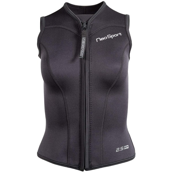 Neo-Sport Men’s and  Women’s Front Zipper Wetsuit Vest - 2.5mm -4-Way Stretch Neoprene - 50+ UV SHIELD, women's black, 6 (S125WF-01-6)