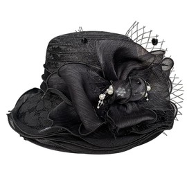 Kentucky Church Derby Hats for Women Wedding Tea Party Cloche Hat Fascinator Bowler Sun Hat Wedding Bride Dress Hats Black