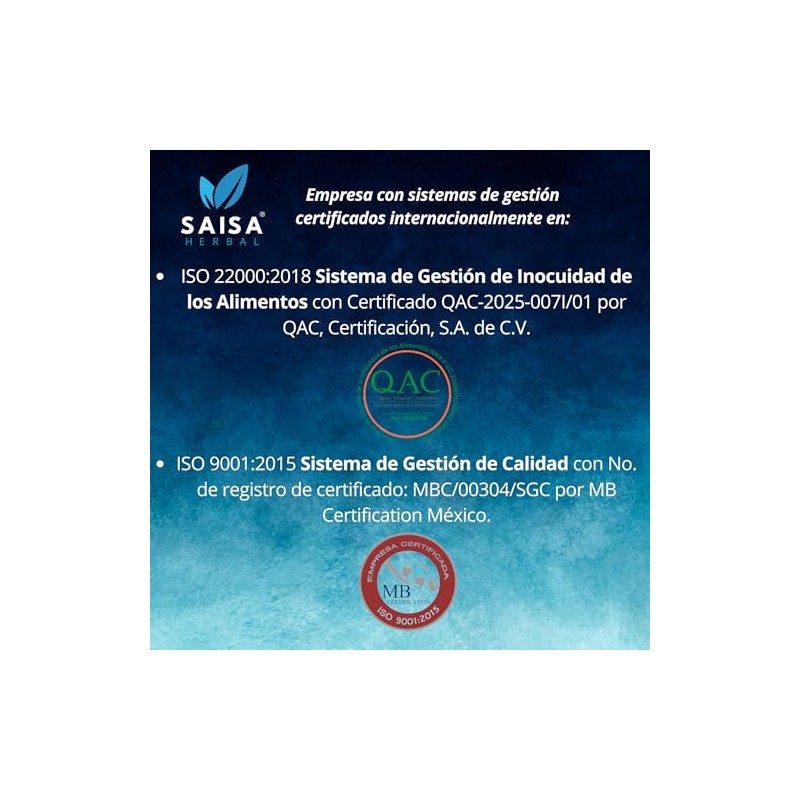 L-triptófano 120 Cápsulas Saisa Herbal | Sueño, Ánimo Y Estrés