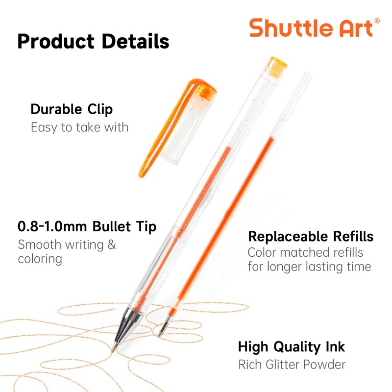 Shuttle Art 240 Pack Glitter Gel Pens, 120 Colors Glitter