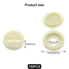 LICQIC 100 PCS Screw Cover Caps, Plastic Hinged Screw Cover Caps, Small Screw Caps for M4 - M6 Screws (Cream Color)